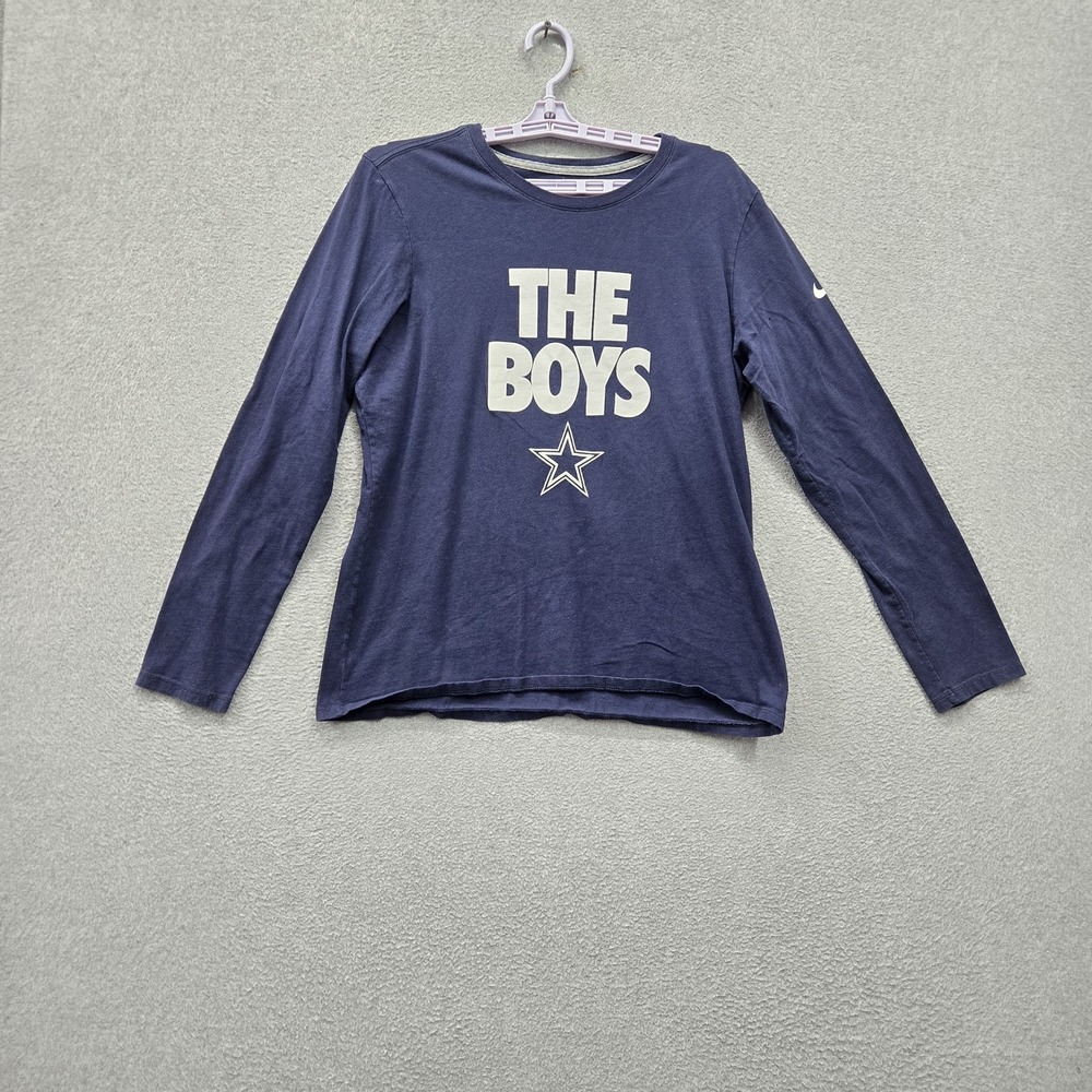 Dallas Cowboys Women Shirt XL Navy Blue The Boys Nike Swoosh Logo Long Sleeve